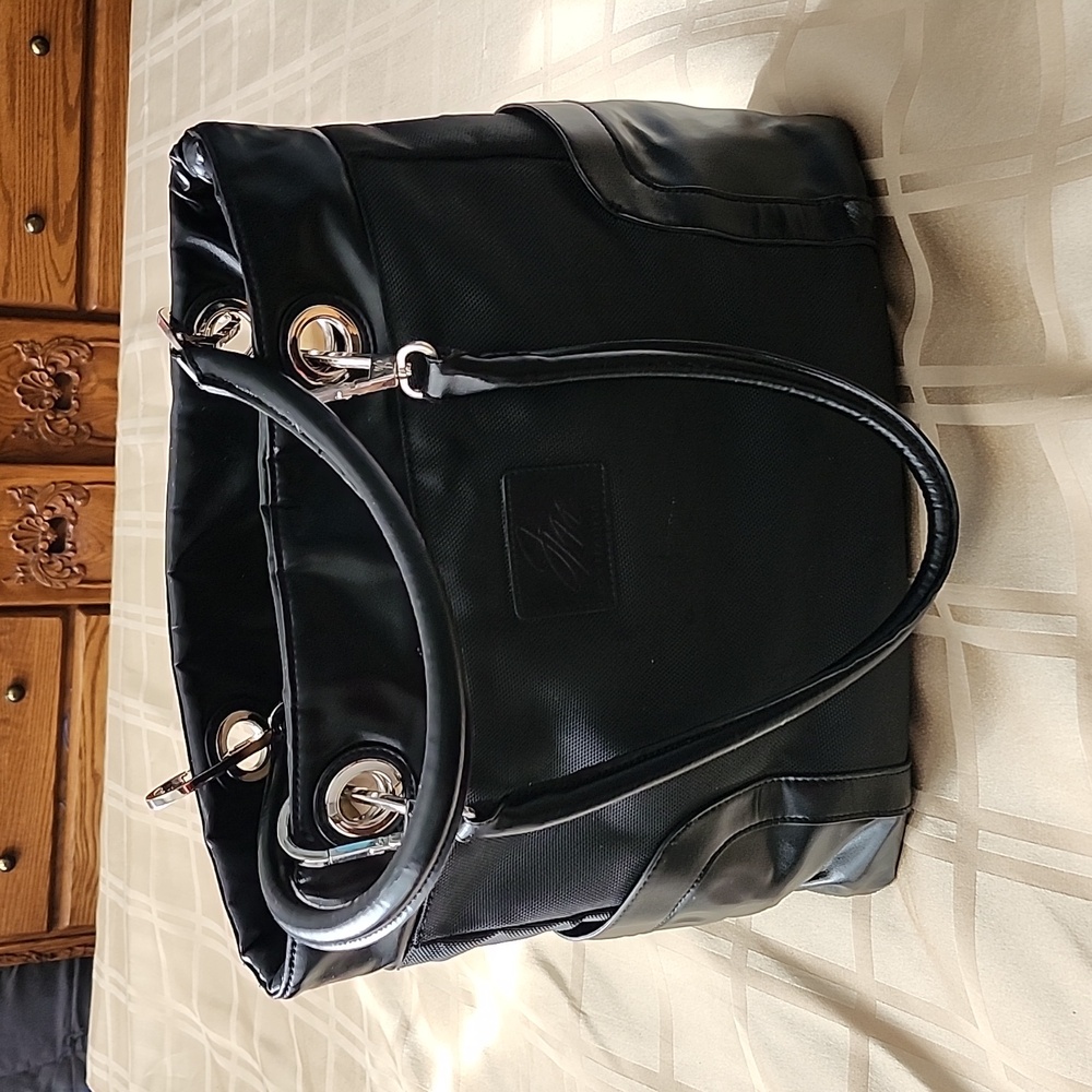 Joy Mangano Large Leather & Mesh Tote